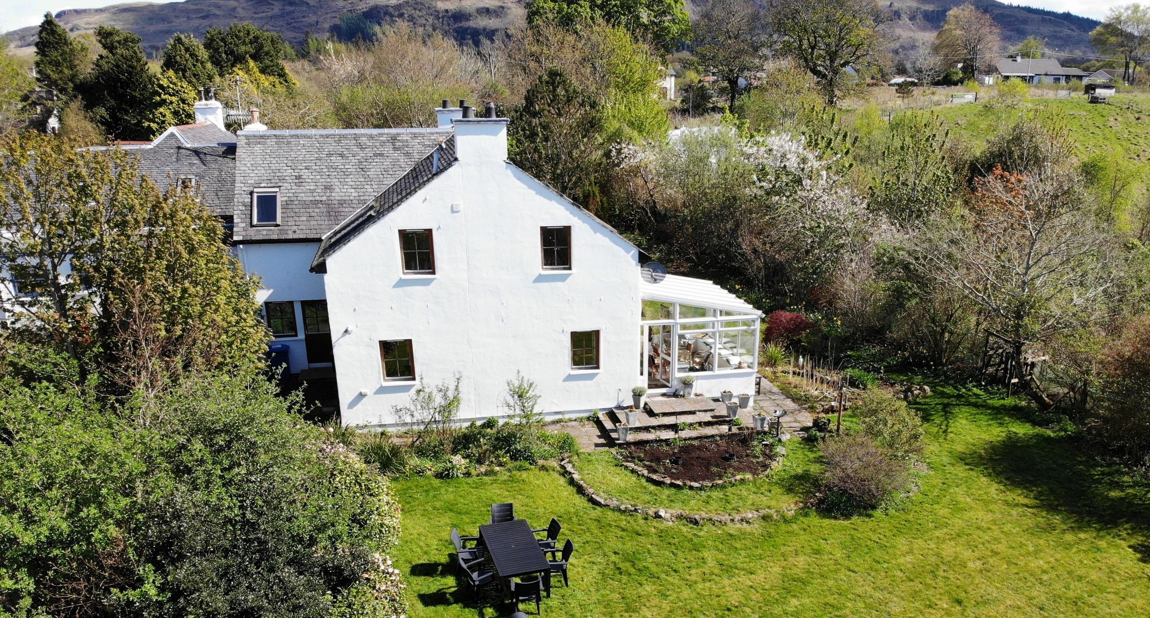 view over Kintaline House from west aerial view of Kintaline house self catering benderloch