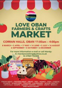 Oban Farmers crafters market dates 2026