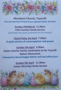 Easter services Muckairn church